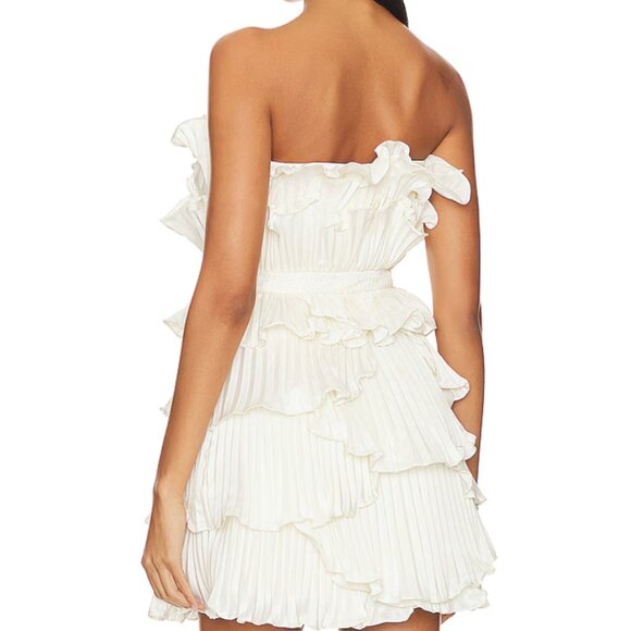 AMUR Reed Pleated Shell Mini Dress - Ivory - Picture 3 of 5